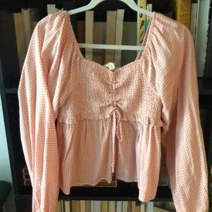 Gingham peplum blouse